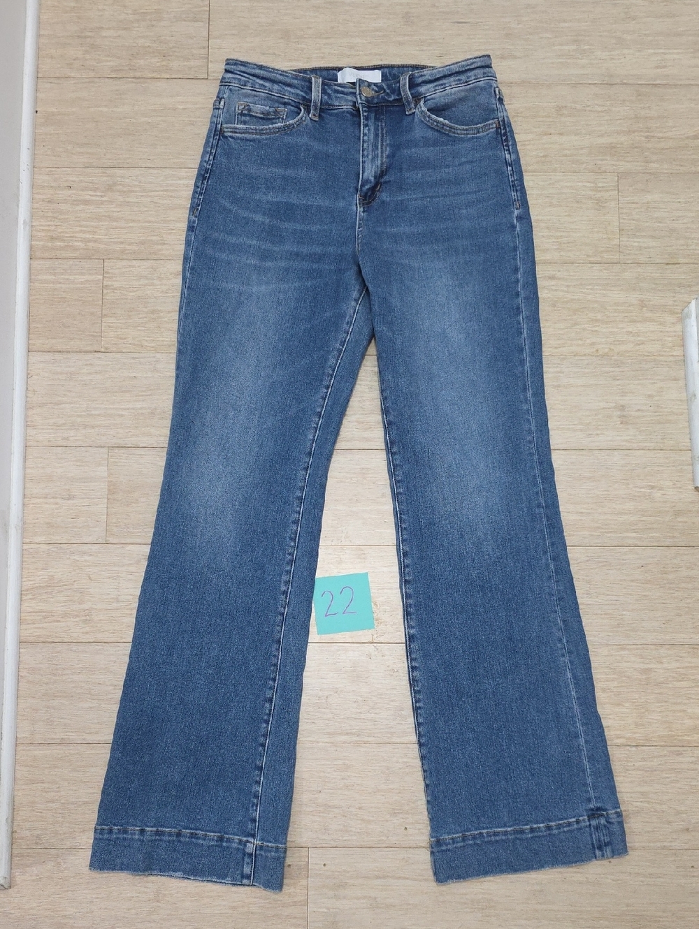 High-Rise Wide-Leg Jeans in Mid Blue - Picture 1 of 9